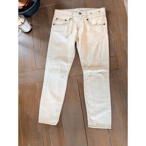 R13 Boy Skinny Jeans Womens 25 Cream Distressed Paint Splatter